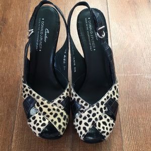 Donald J Pliner Cheetah Print Black Wedges